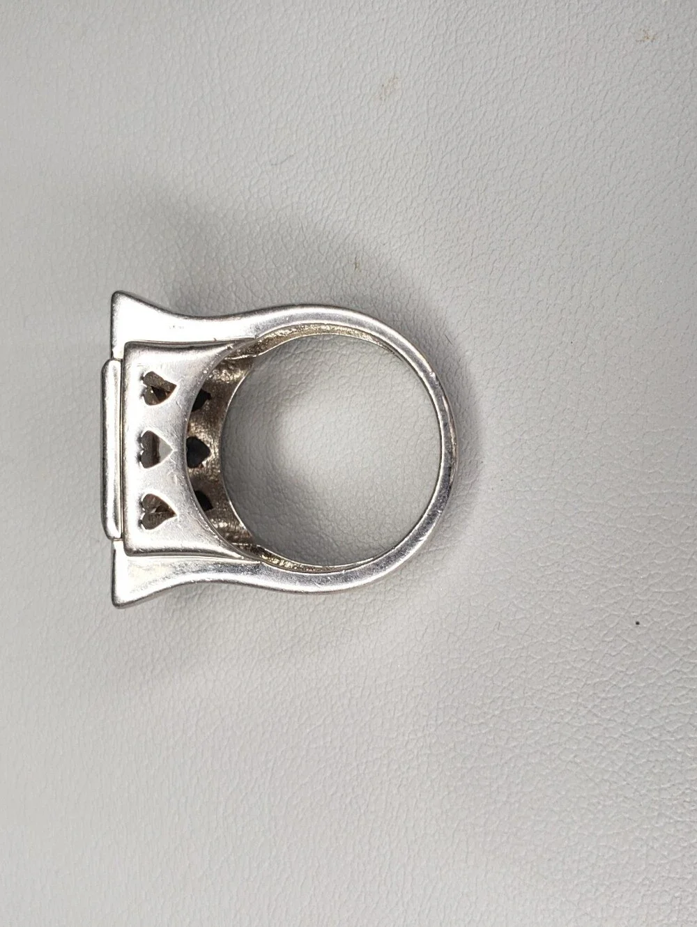 Sterling Tank  Statement Ring with Heart Cutouts 3 Cz
